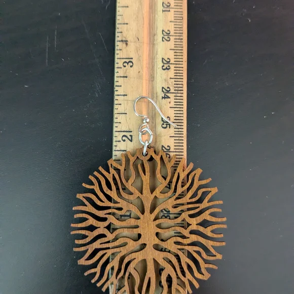 Tree of Life Wooden Earrings - Picture 6 of 6
